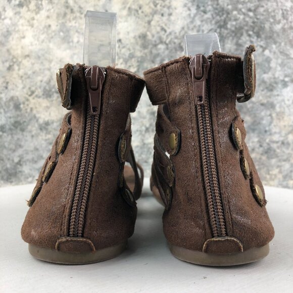 Corkys Women's Size 8 Terrance Brown Faux Suede Open Toe Back Zip Sandals - Picture 7 of 15